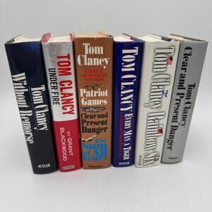 Set/6 Tom Clancy Novels Hardback Under Fire, Patriot Games, Without Remorse